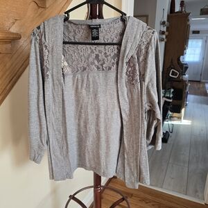 Torrid Gray Lace Accent Hoodie